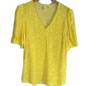 NWOT Nordstrom Treasure & Bond Yellow Puffed Sleeve blouse Size M feminine